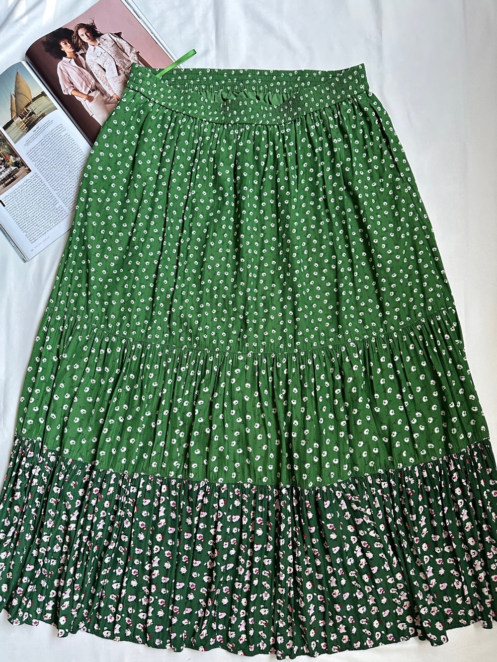 Paul & Joe Green Floral Tiered Maxi Skirt